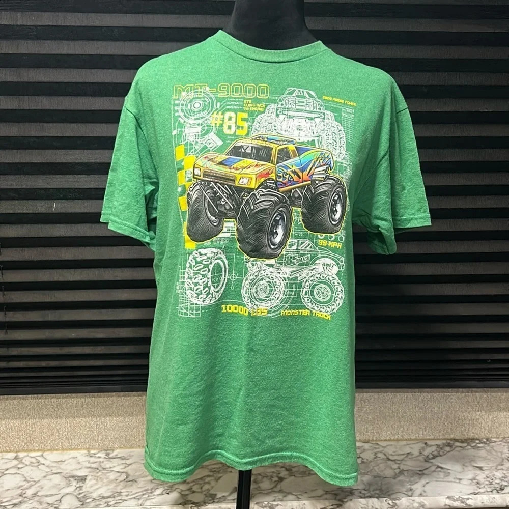Berzy Boys Green Short Sleeve Monster Truck Graphic Print T-Shirt Size XL